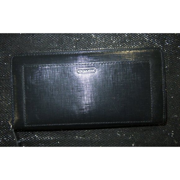 COACH DARCY LEATHER ACCORDION ZIP LONG WALLET IN BLACK - Picture 4 of 12